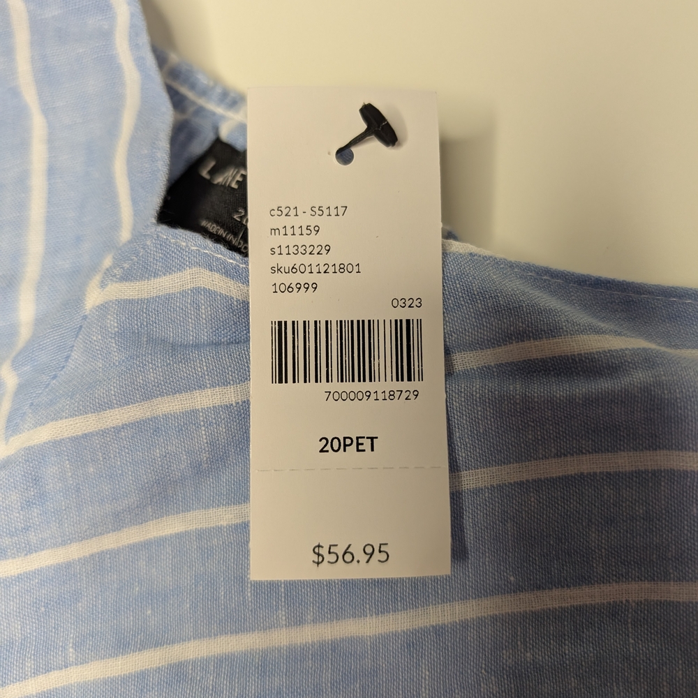 Blue and White Striped Women's Top - Picture 3 of 10